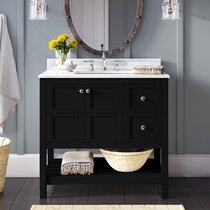 36 in deals black bathroom vanity